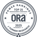J Turner Research 2025 ORA Power Rankings seal: Top 25 Management Companies, Divisions II to V