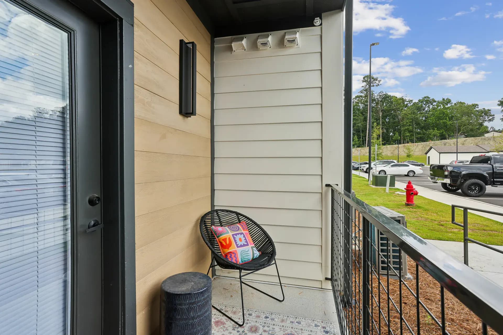 Patio exterior at a Pointe Grand community