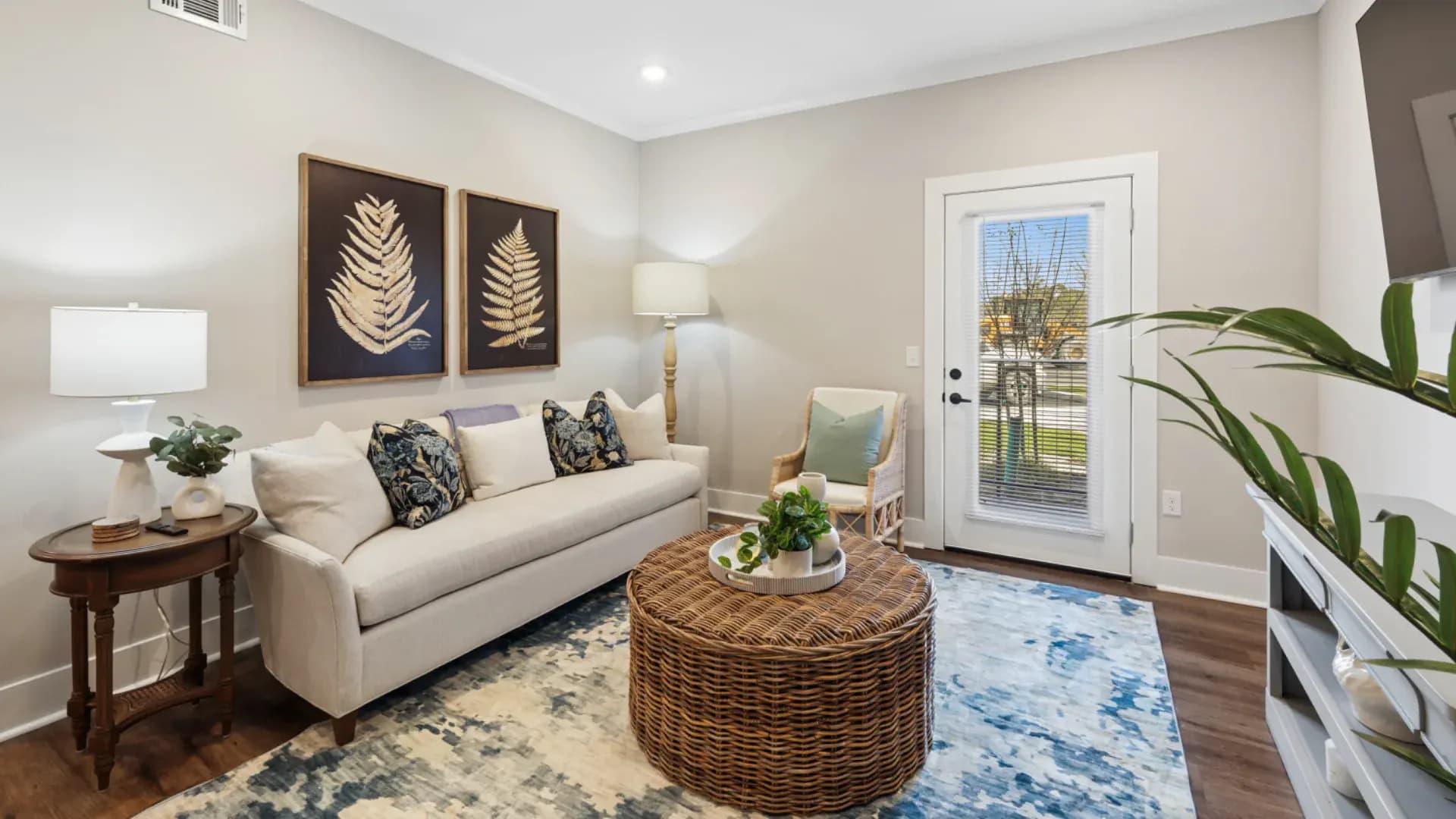 Living room in a Pointe Grand apartment home