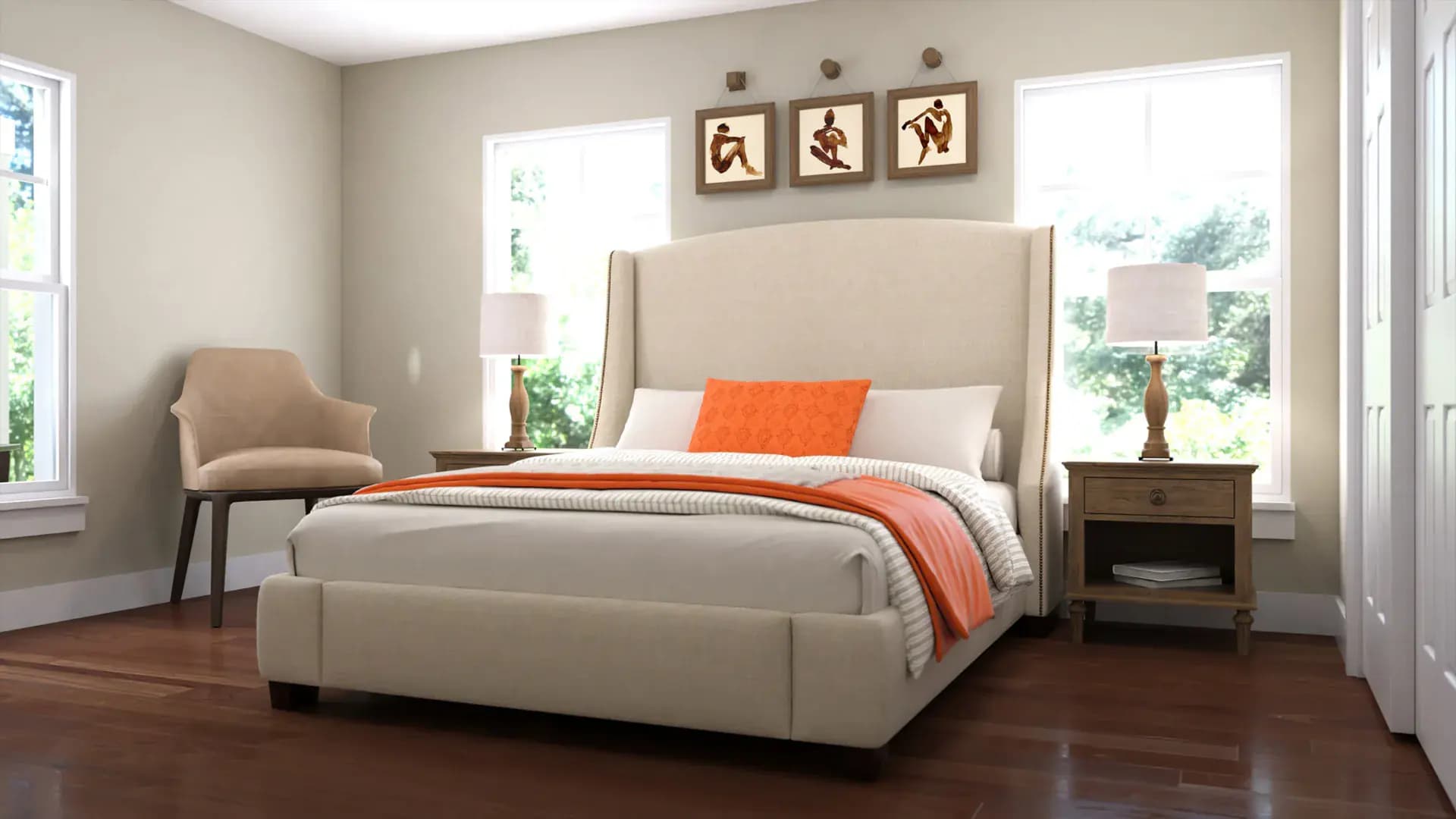 Bedroom in a Pointe Grand cottage home