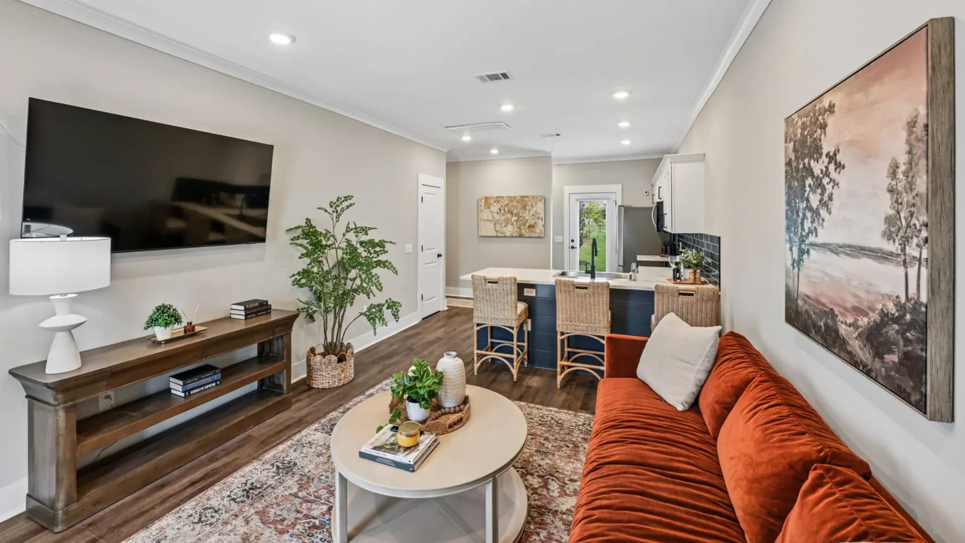 Living room in a Pointe Grand townhome home