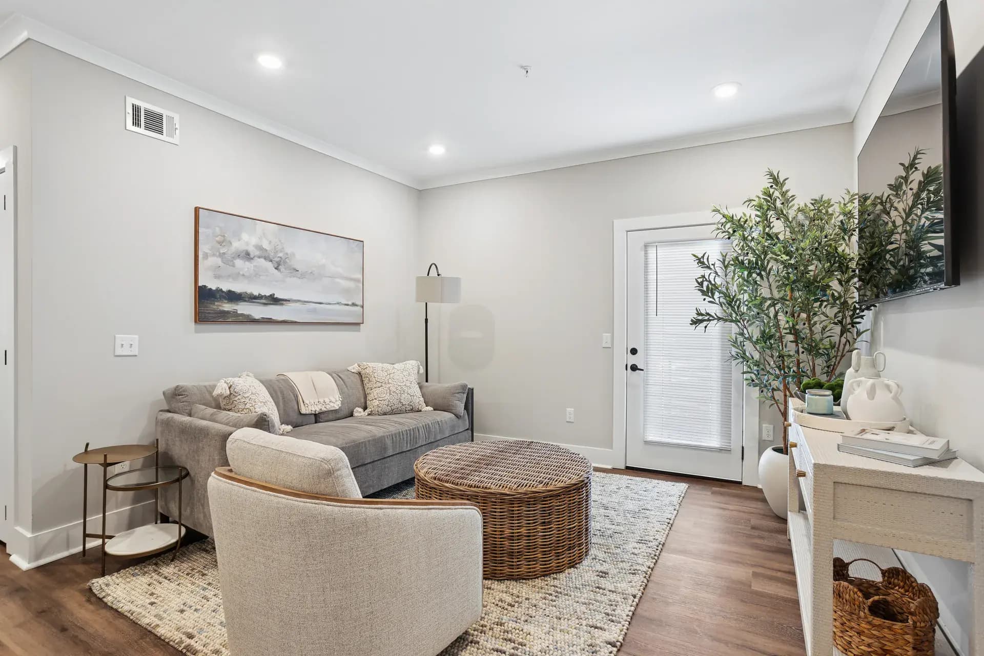 Living room in a Pointe Grand apartment home