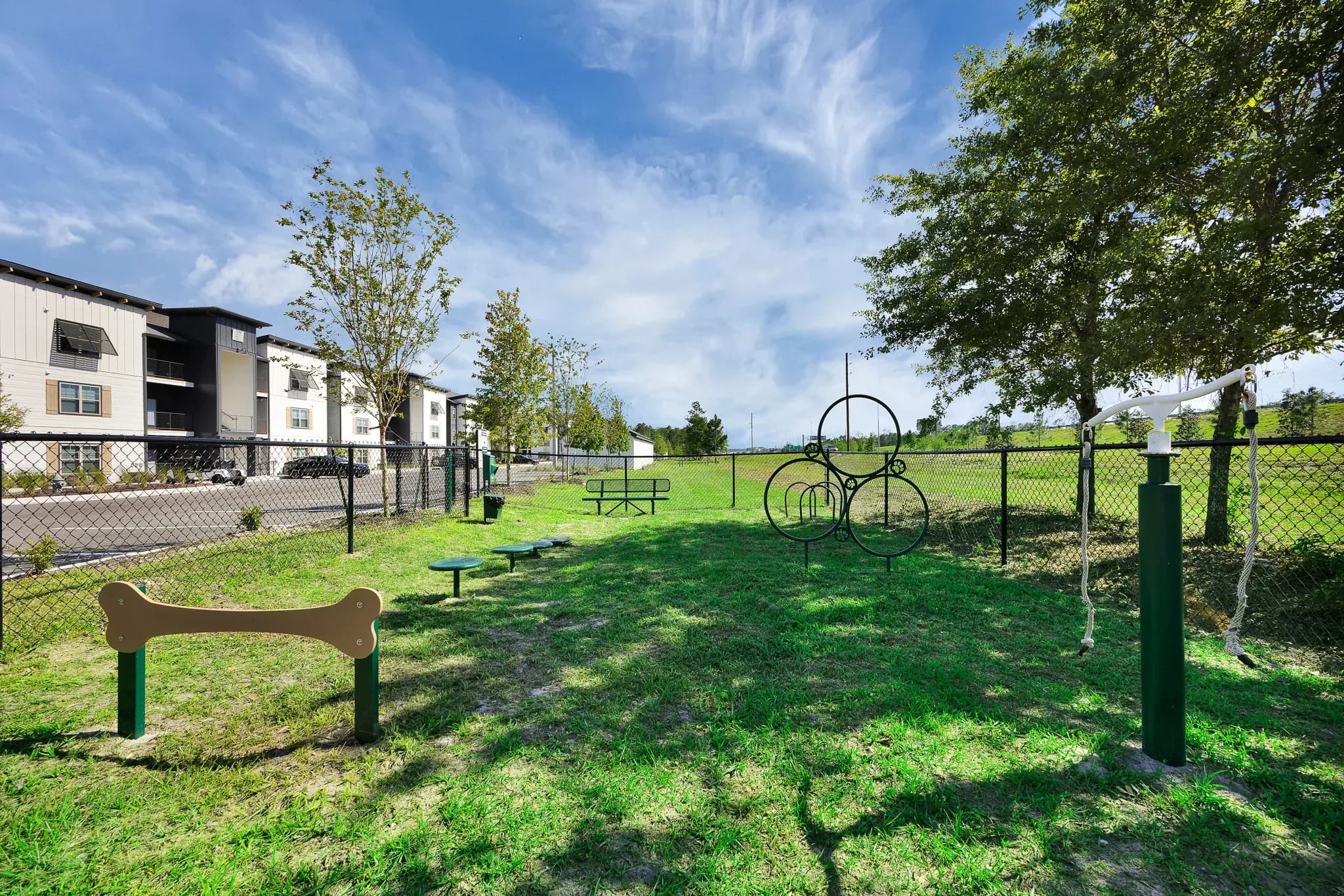 Leash-free bark park at a Pointe Grand community