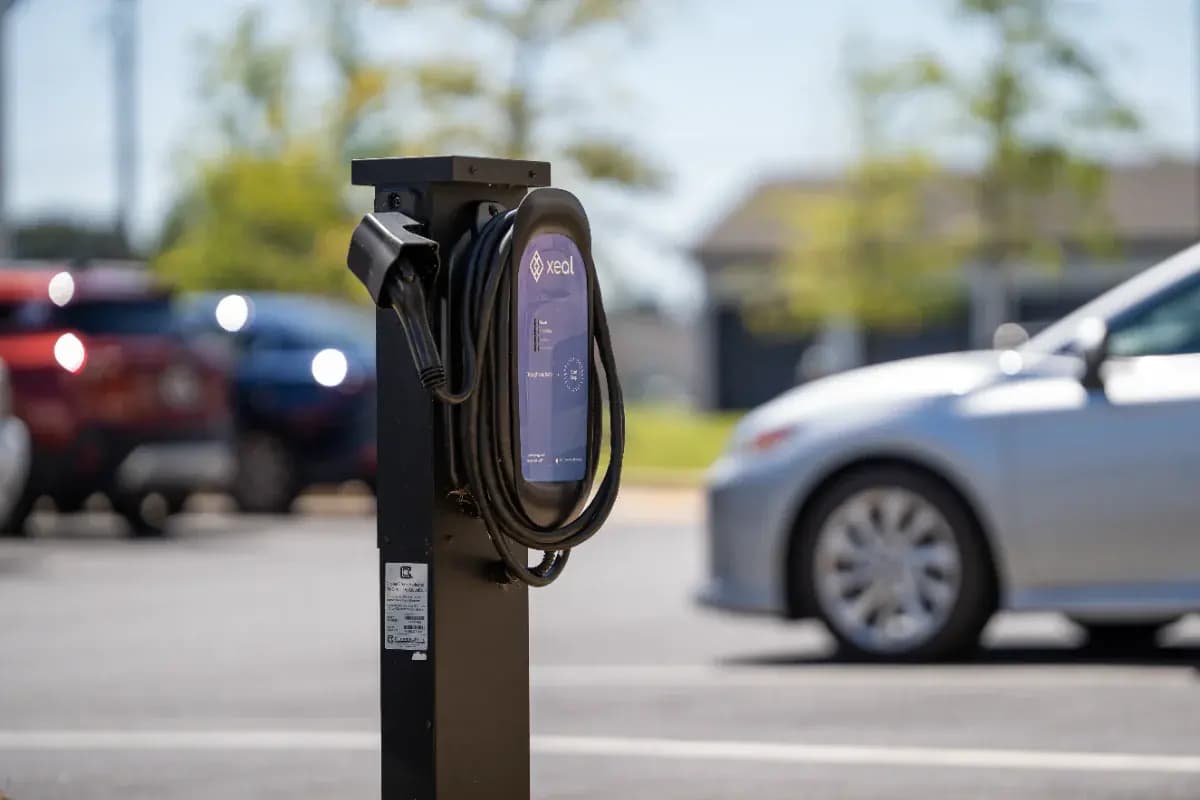 EV charging stations at a Pointe Grand community