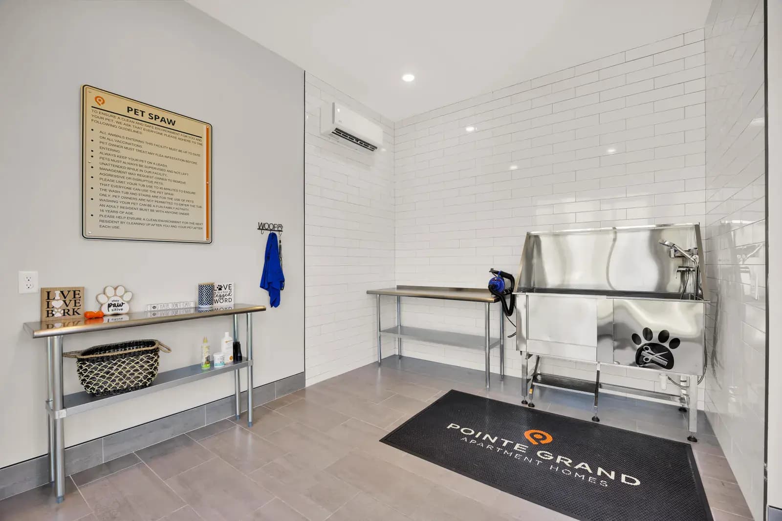 Pet spa at a Pointe Grand community